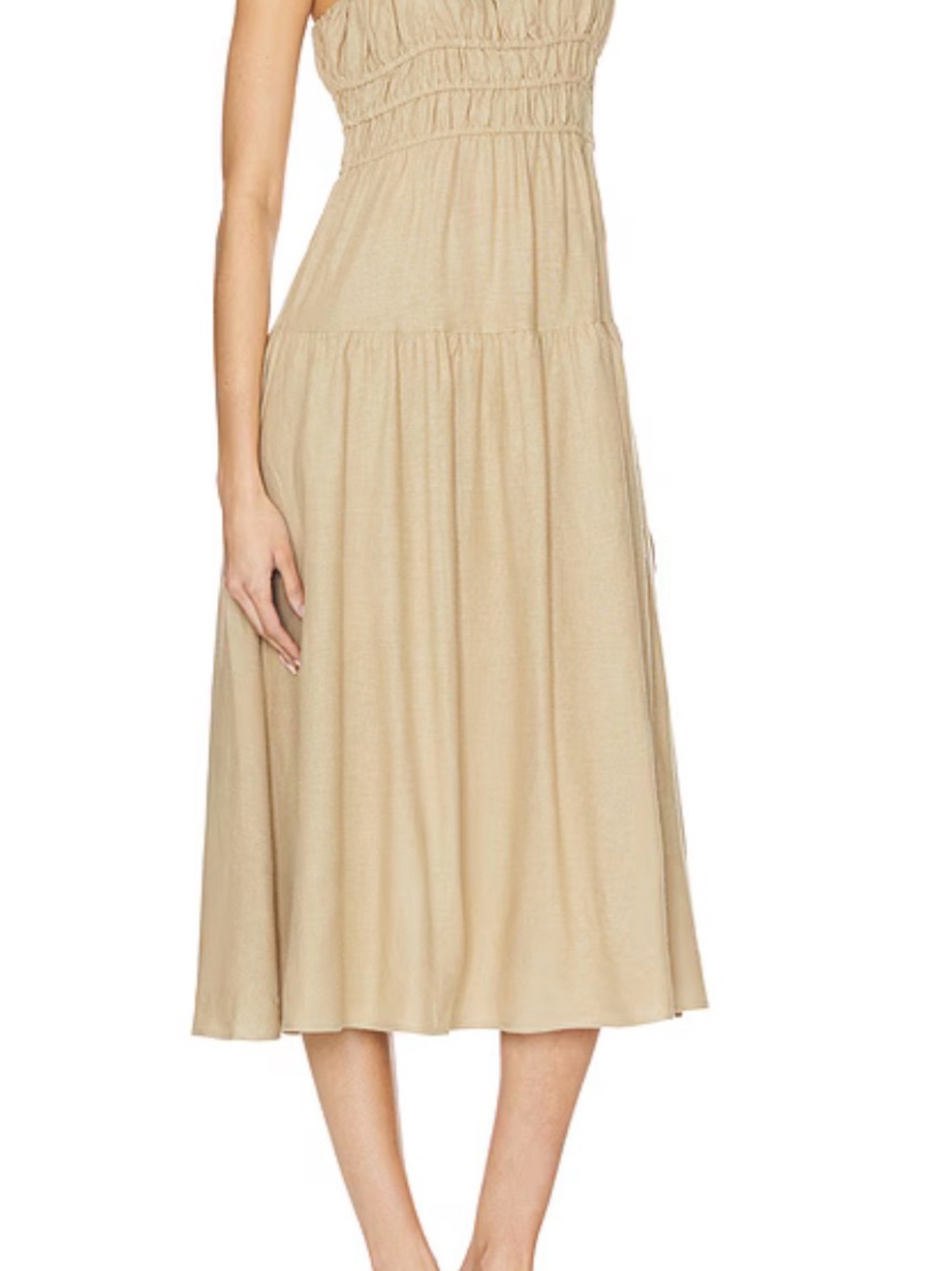 WeWoreWhat Beige Tiered Midi Skirt - Effortless Neutral Style